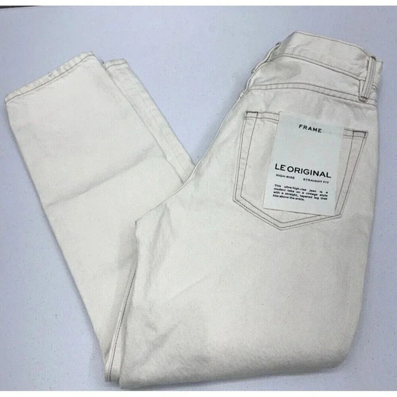 Frame Jeans Womens Size 25 Le Original Straight Fit Distressed Off white New - Picture 1 of 8